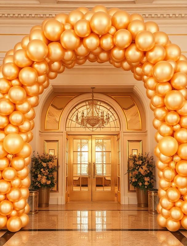 Gold balloon arch